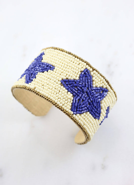 All Star Beaded Cuff Bracelet BLUE