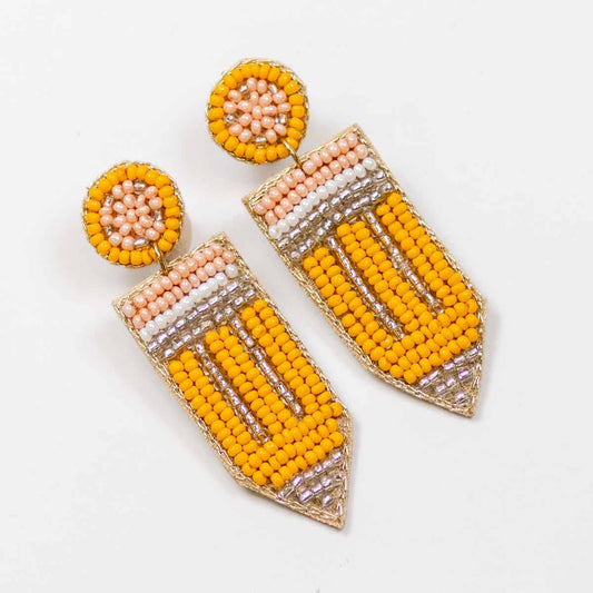 Beaded Pencil Earrings 2"