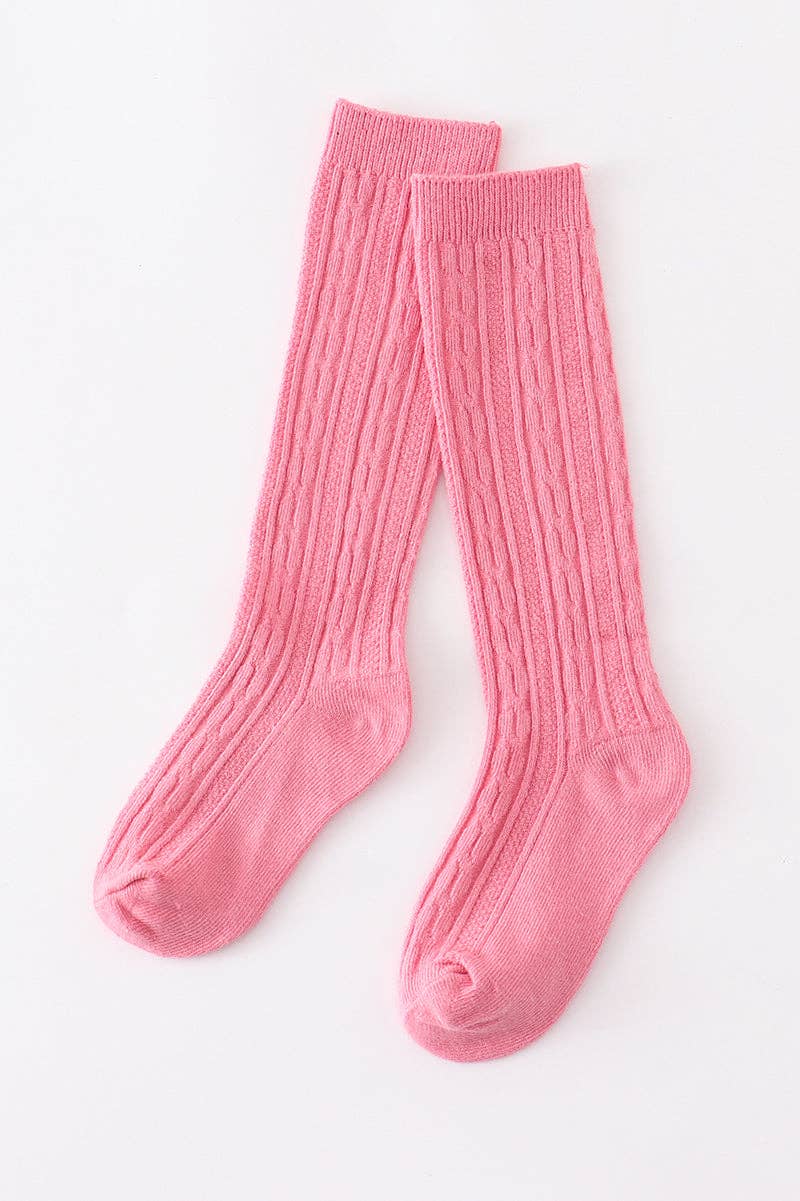 Pink knit knee high sock