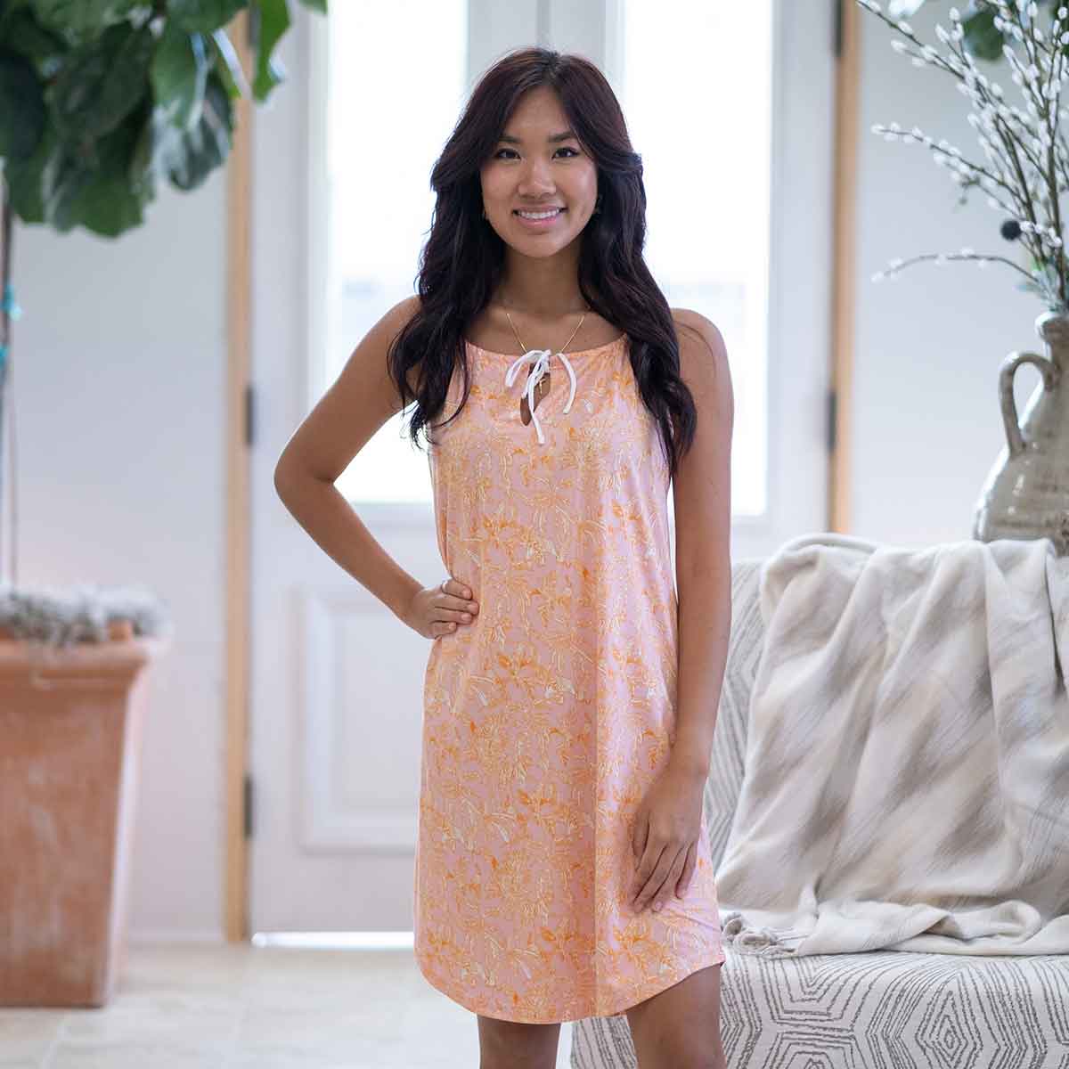 Jungle Toile Babydoll Sleep Dress   Light Pink/Sherbert