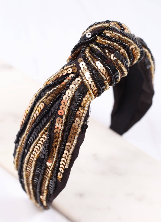 Natasha Sequin Striped Headband