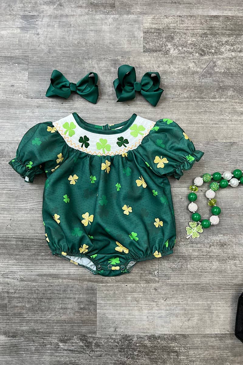 CLOVER PRINTED SMOCKED BABY ROMPER