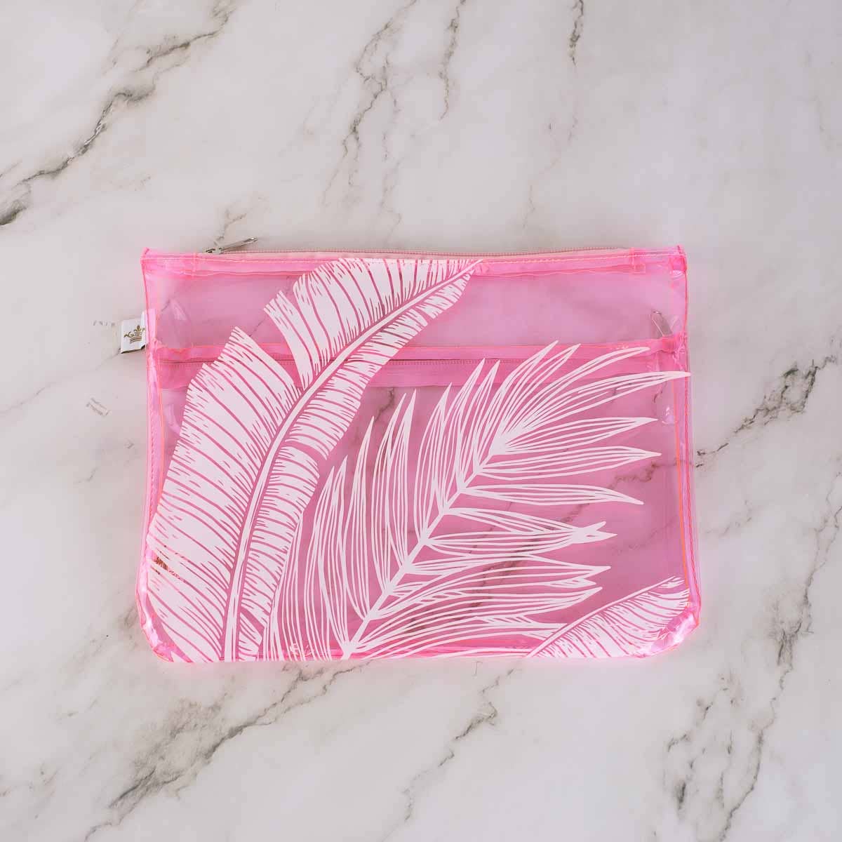 Delmare Palm Palisade Pouch   Light Pink  12x9