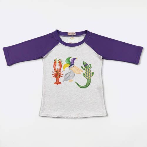 Kids Pelican Raglan Mardi Gras