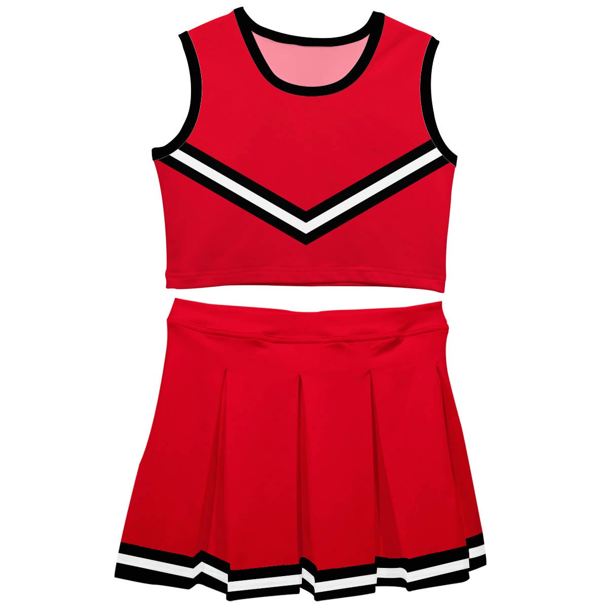 Red & Black Sleeveless Cheerleader Set