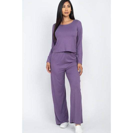 Loose Fit Long Sleeve Top and Pants Set