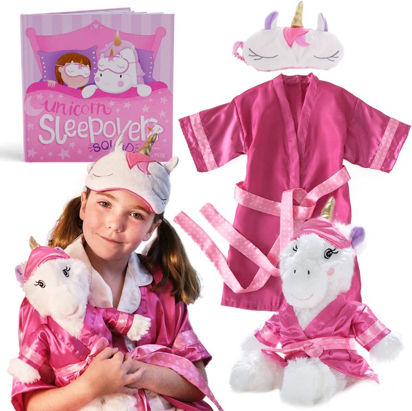 Unicorn Sleepover Gift Set w/ Plush, Book, Mask & Robe