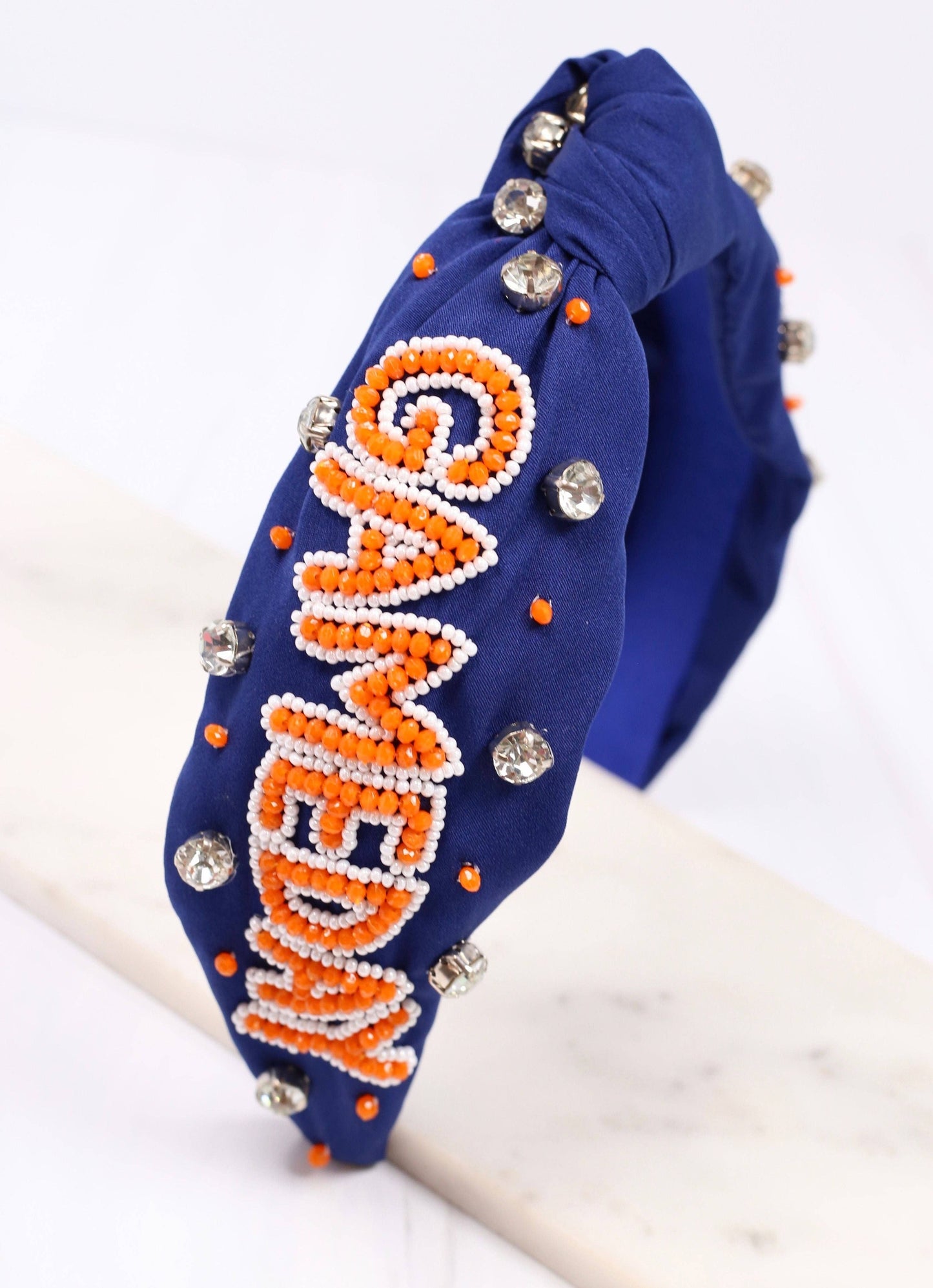 Navy/Orange Game Day Embellished Headband