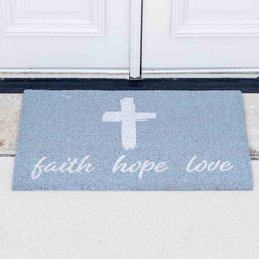 Faith Hope Love Coir Doormat   30x18