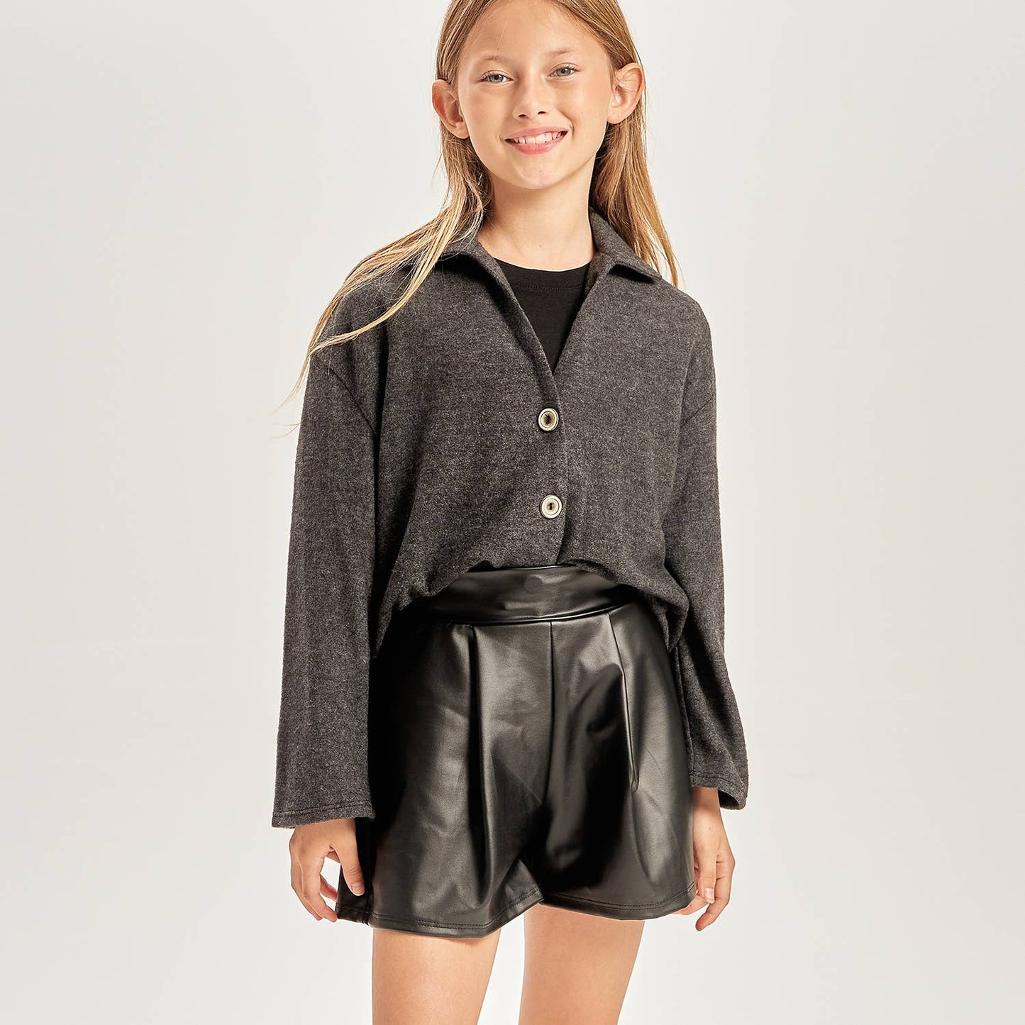 Faux Leather Pleated Shorts