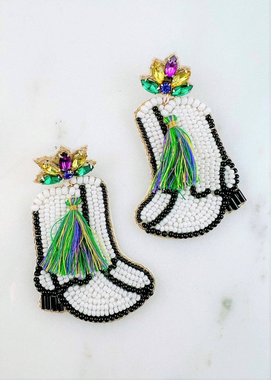 Mardi Gras Majorette Boots Earrings