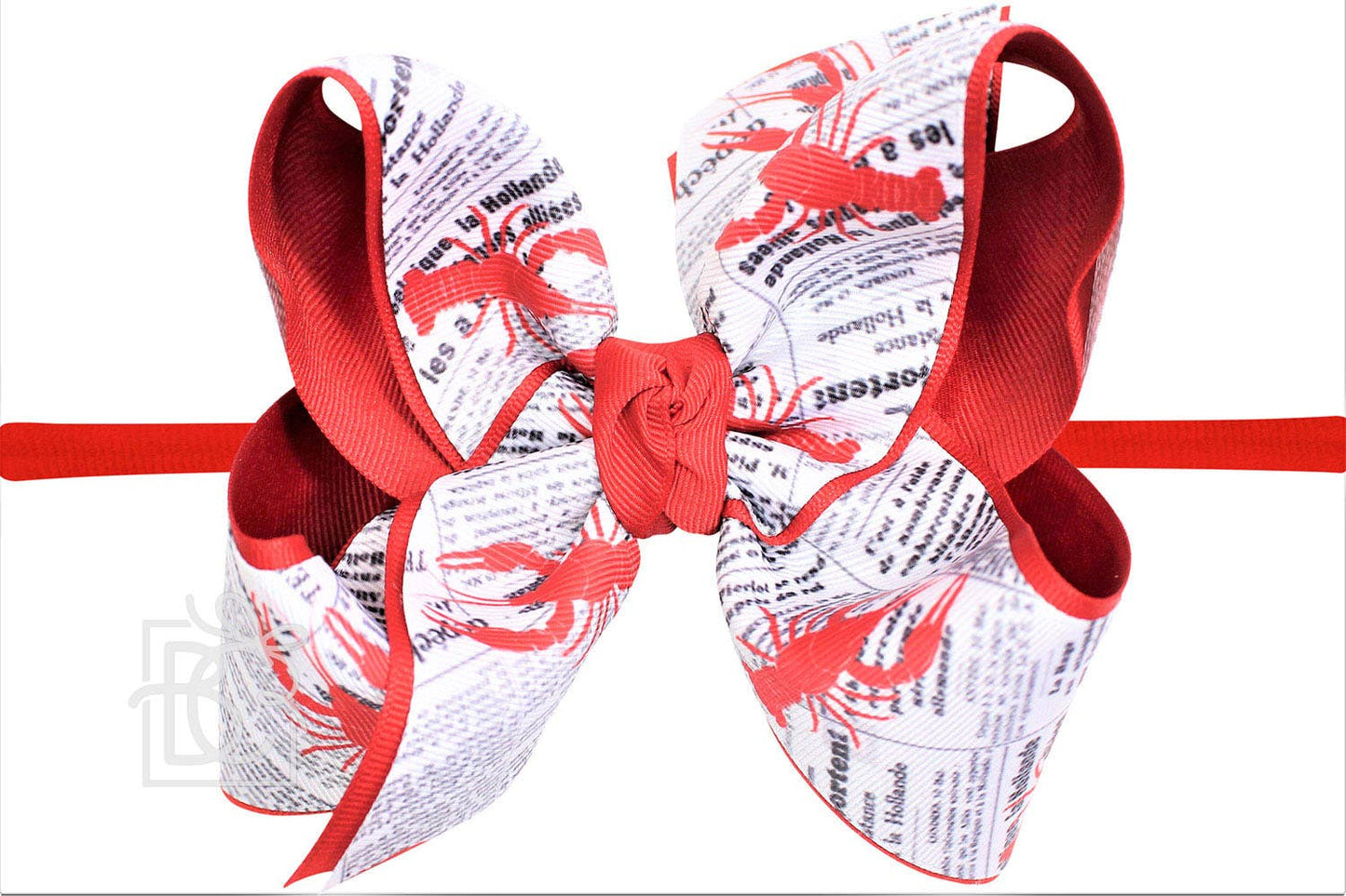 Newspaper & Crawfish / 1/4" Pantyhose Headband w/ 4.5" Lg. Bow