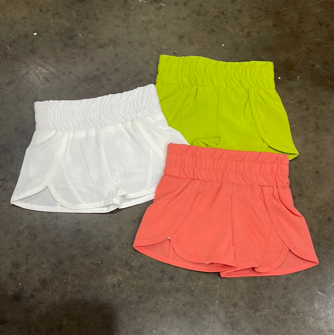 Kids High Waisted Windbreaker Shorts