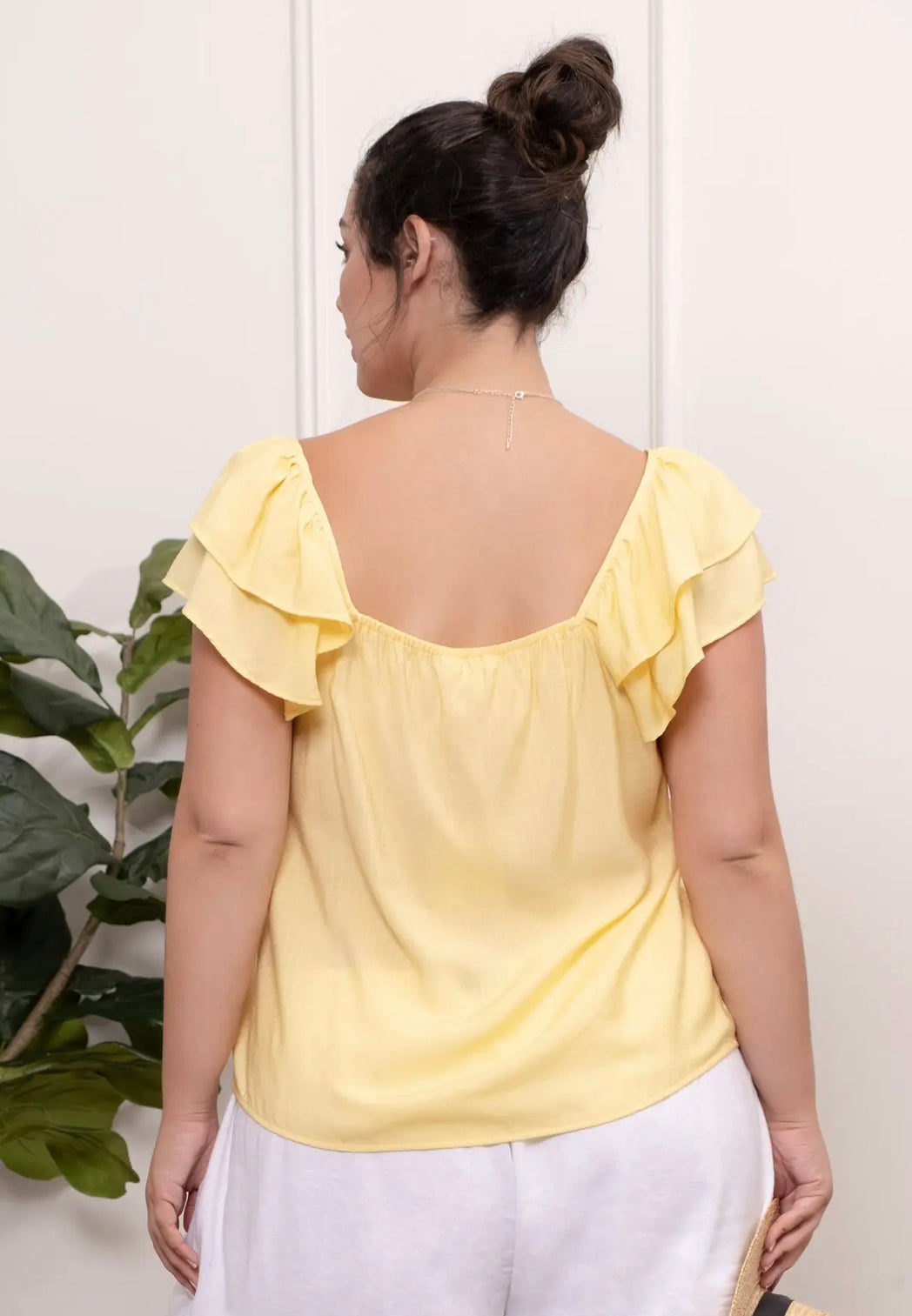 Yellow Sweetheart Neckline Top