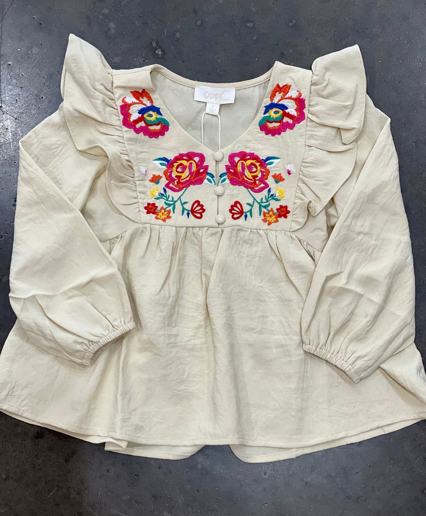 Oatmeal Embroidered Top