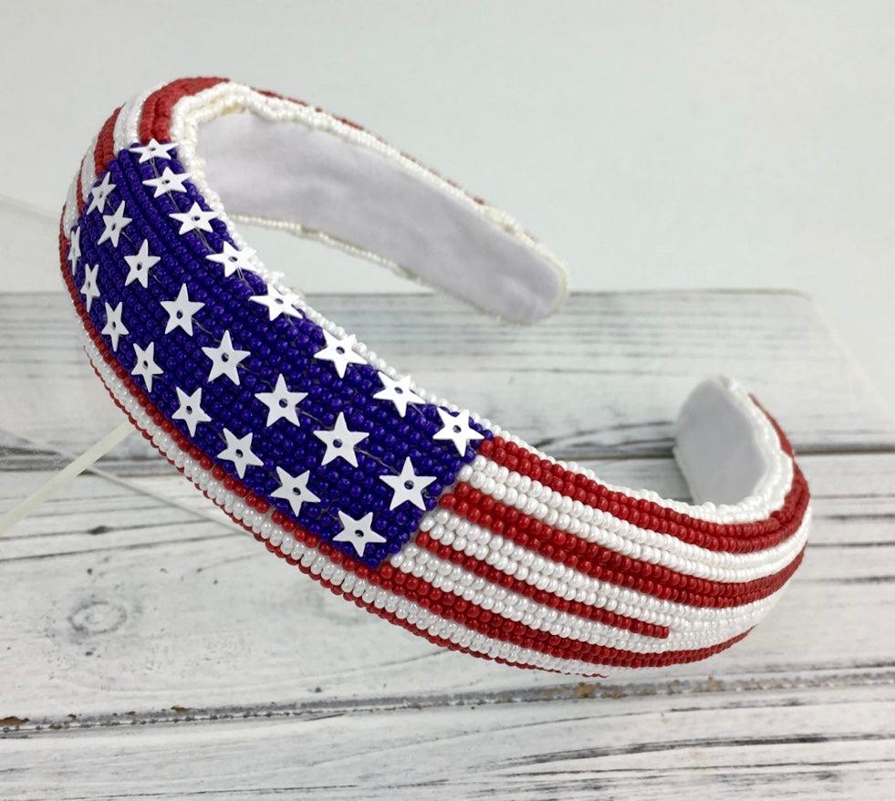 Beaded Patriotic Headband